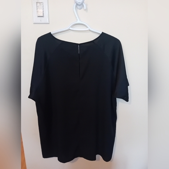AK Urban Black Blouse‎ Dark Gray Sleeves Sheer Top Keyhole Back Womens 50 (XXL) - Picture 3 of 9